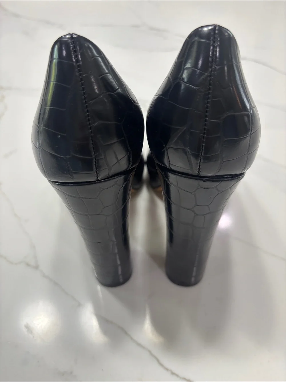 Jessica Simpson Black Croc-Embossed Platform Heel